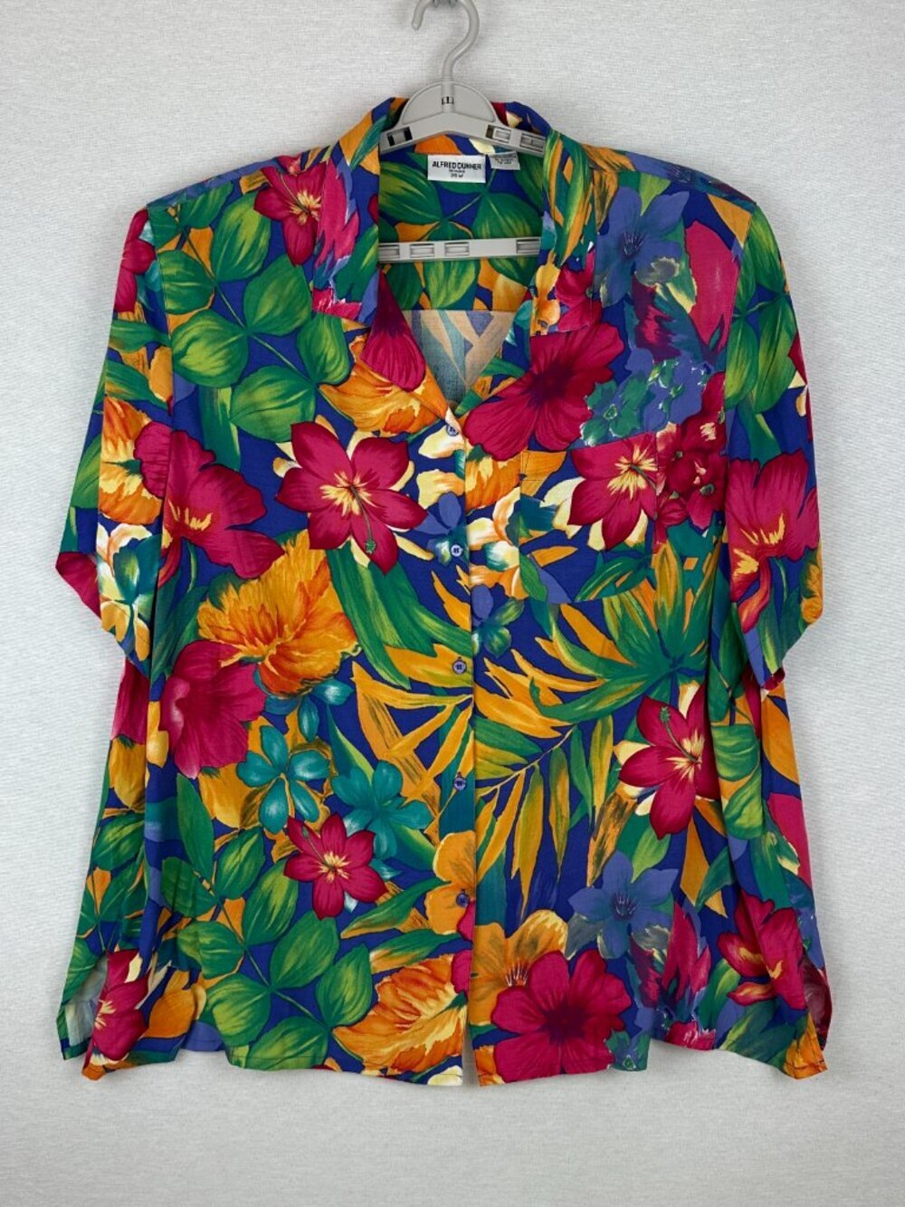 VINTAGE WOMEN ALFRED DUNNER FLORAL MULTICOLORED TROPICAL PATTERN SHIRT SIZE 26W